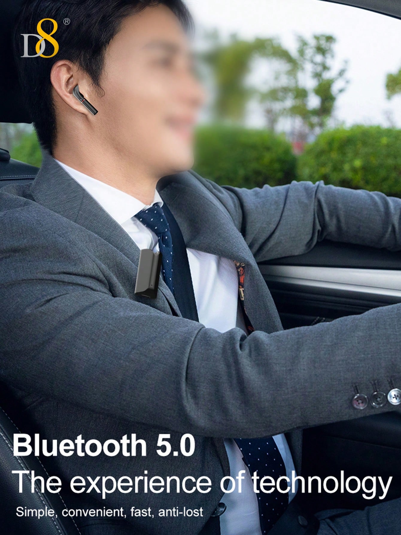 D8 무선 마이크 클립형 이어버드 Bluetooth 5.0 / 10mm 중저음 강화 드라이버 / USB-C 충전 / 5시간 연속 재생 / iOS & Android 호환