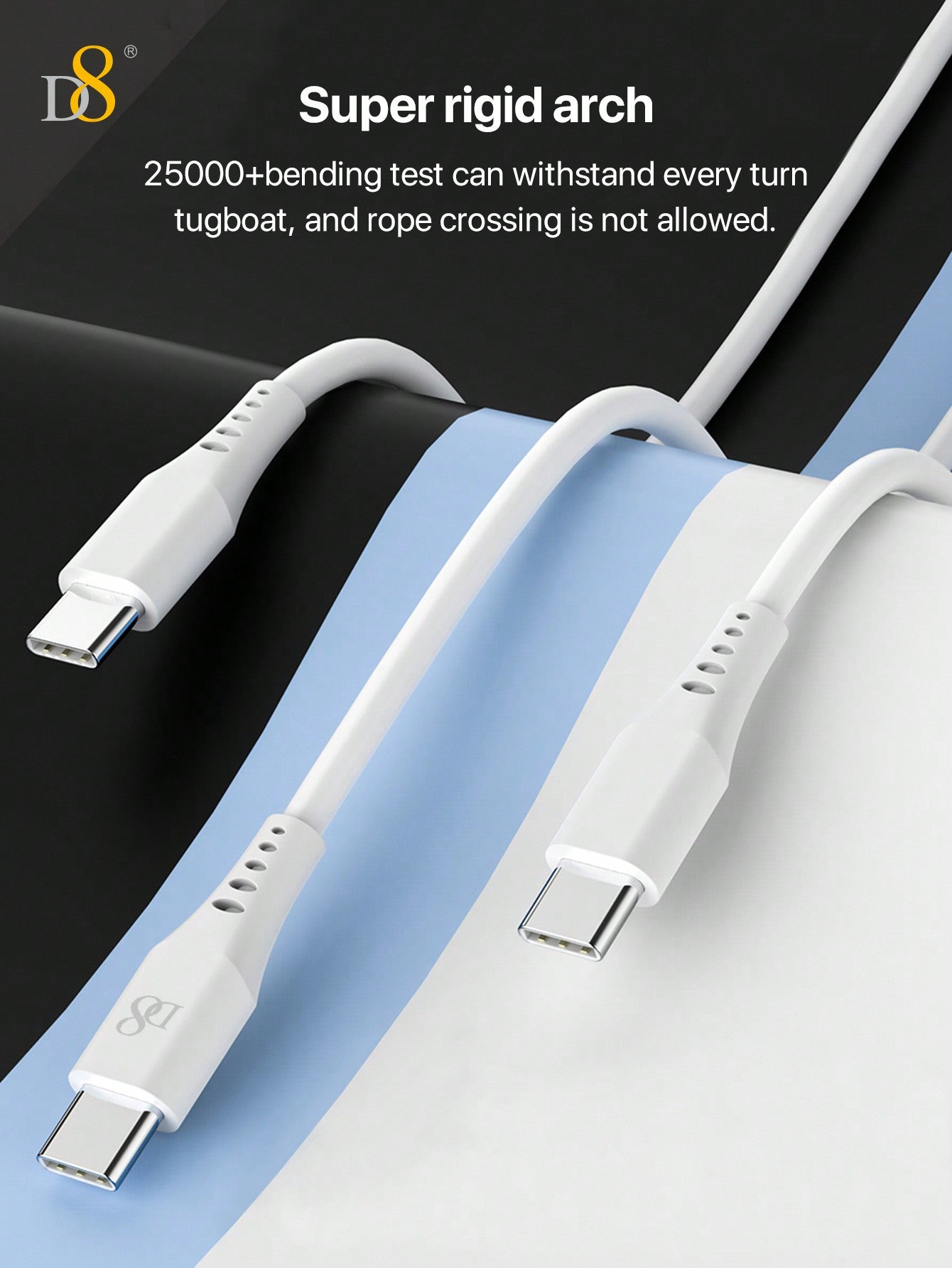 D8 USB-C 키체인 충전 & 데이터 케이블 (1.2M) 60W 고속 충전 | 데이터 전송 | 휴대용 키링 디자인 | 전기종 USB-C 호환