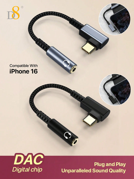 D8 USB-C to 3.5mm 오디오 어댑터 스마트폰 · 태블릿 · 노트북용 AUX 오디오 동글