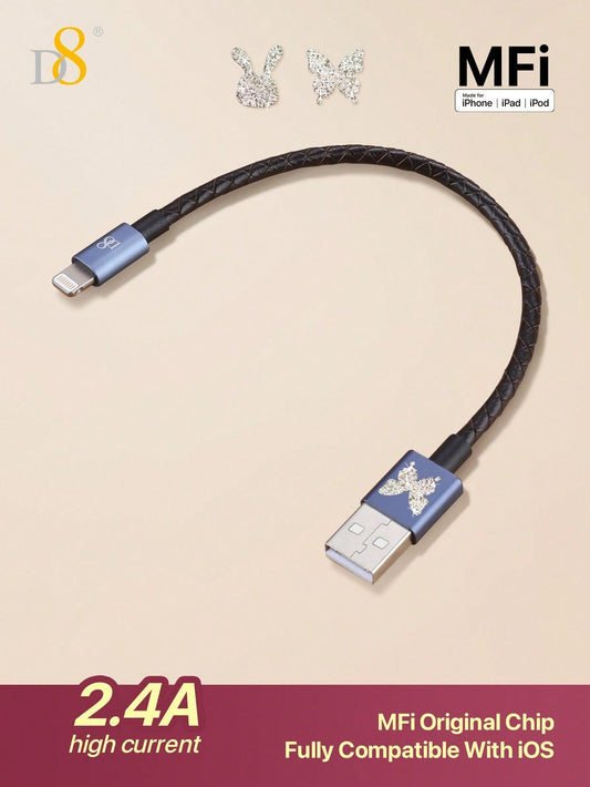 🔌 D8 천연가죽 아이폰 충전 케이블 (USB A to Lightning / MFi 인증 / 숏타입)