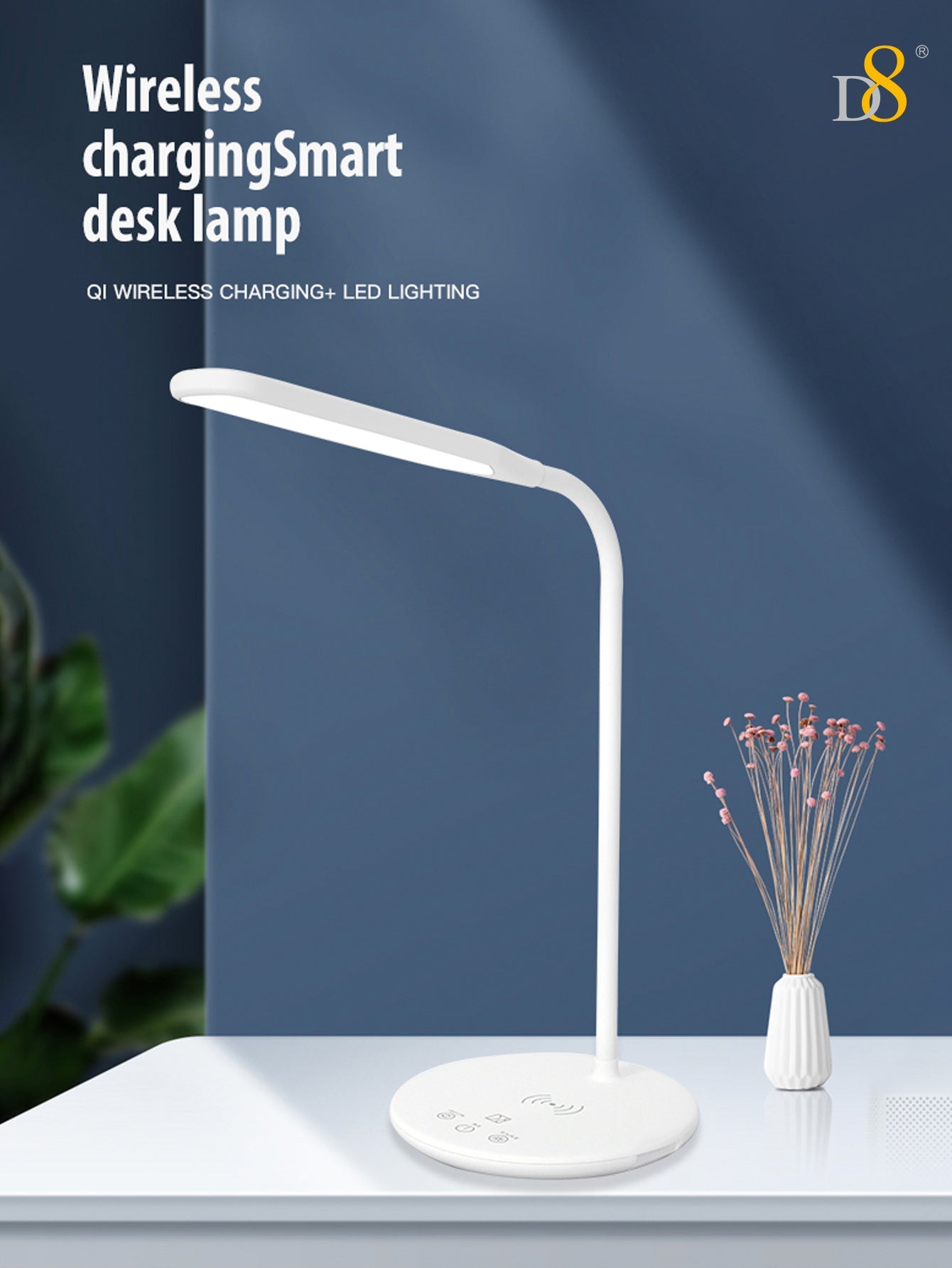 Dynamic8 무선 충전 LED 데스크 램프 모던한 조명 + 스마트 무선 충전, 한 번에 해결하세요!