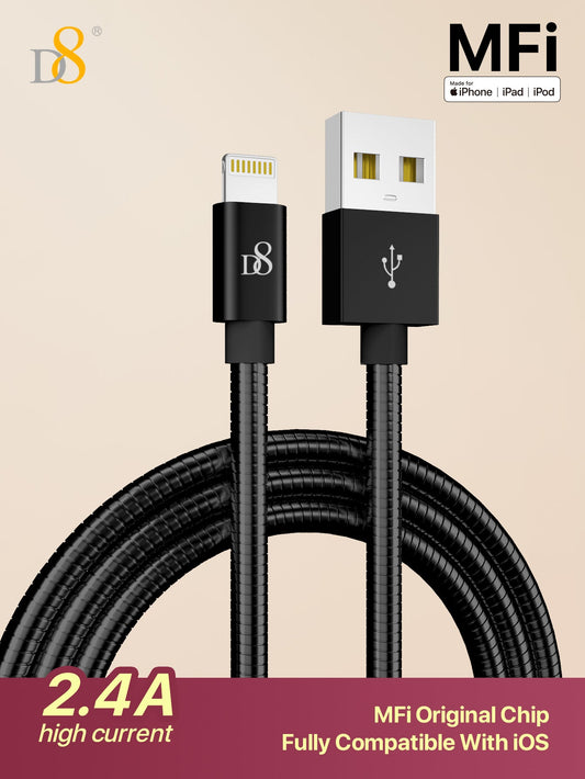 Dynamic8 MFi 인증 스테인리스 라이트닝 to USB 충전 케이블