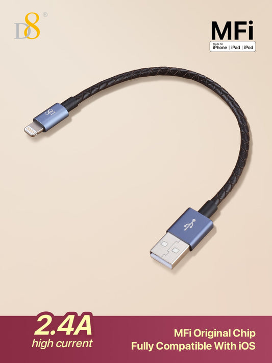 D8 MFi 인증 천연 가죽 Lightning to USB 충전 케이블 Apple 공식 인증 · 프리미엄 가죽 마감 · 빠른 충전 & 데이터 전송