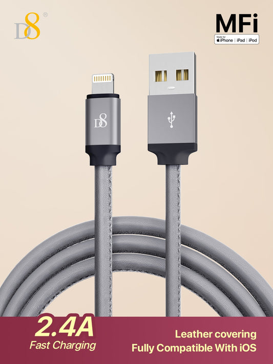 Dynamic8 PU 랩핑 라이트닝 충전 & 데이터 케이블 프리미엄 PU 마감 | 스타일리시 컬러 | 빠른 충전 & 동기화 | 애플 정품 호환