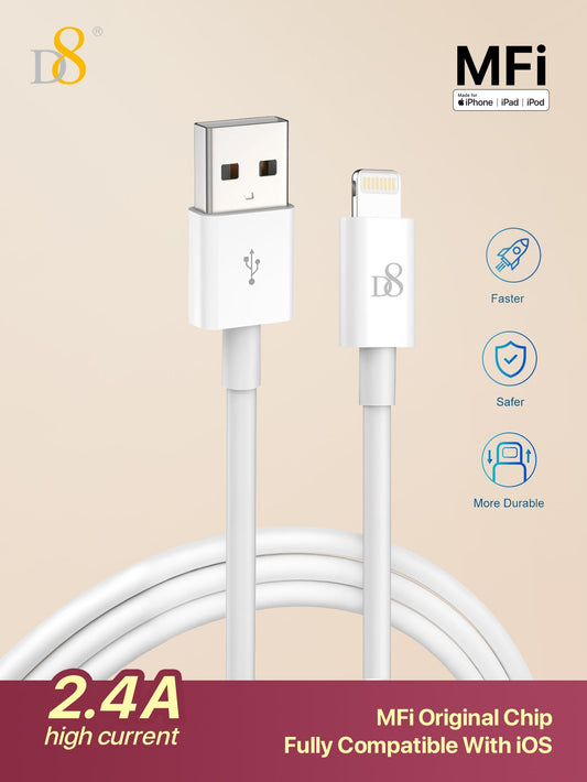 Dynamic8 MFi 인증 PVC Lightning 파워 & 싱크 케이블 (1m) 아이폰 전용 충전 & 데이터 전송 케이블