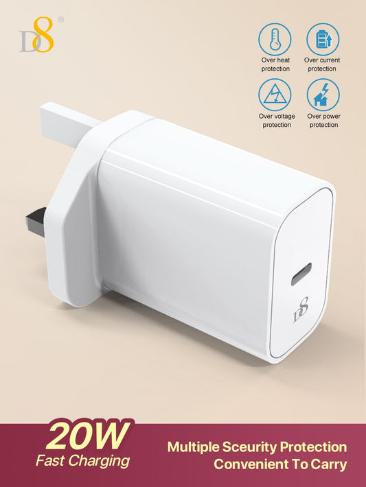 D8 20W USB-C 고속 충전기 (화이트)