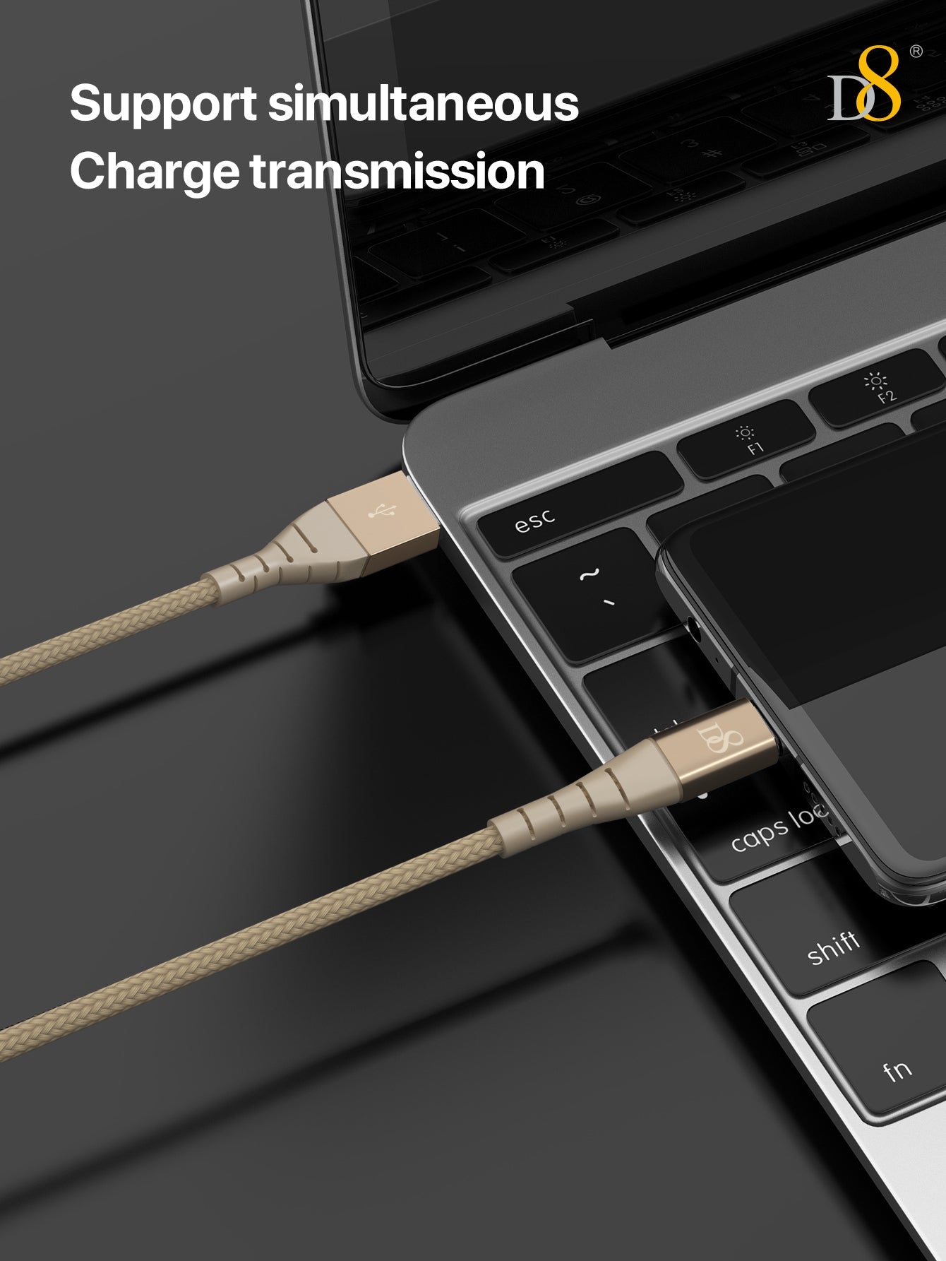 D8 나일론 브레이드 마이크로 USB 케이블 (1m) 강력한 내구성 + 세련된 디자인의 고품질 충전/데이터 케이블