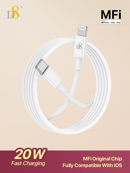 D8 USB-C to 라이트닝 케이블 MFi 인증 | PD 고속충전 | 1M 길이 | 아이폰·아이패드 전용