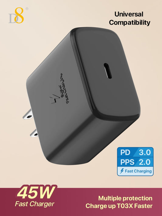 D8 45W USB-C 초고속 충전기 iPhone 16 Pro Max / Galaxy S24 Ultra / Pixel / 태블릿까지 고속 지원!
